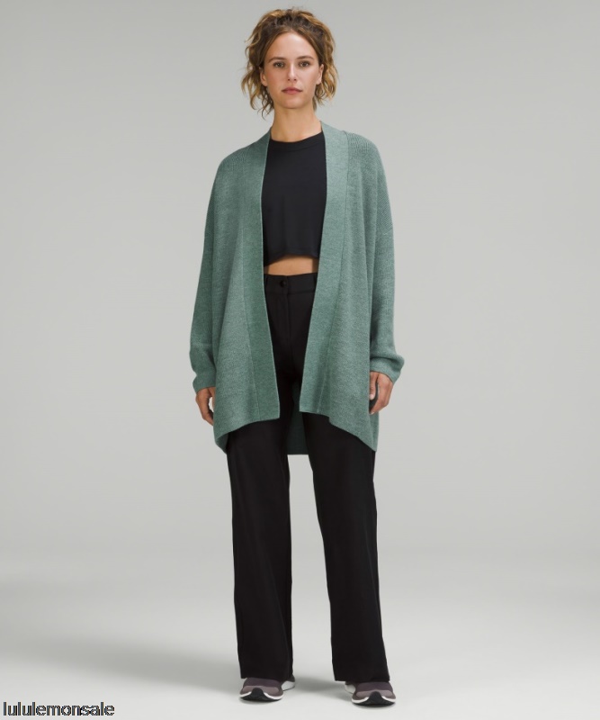 Lululemon Damen DELULU481 | Lululemon Deutschland Gerippter Langer Wickelpullover Aus Gerippter Merinowollmischung In Tidewater Teal
